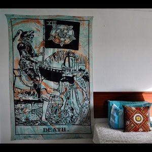 The Death tarot card tapestry in marble colors